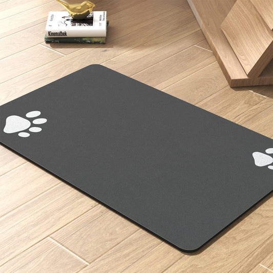 Pet Feeding Mat-Absorbent Dog Mat for Food and Water Bowl-No Stains Quick Dry Water Dispenser Mat-Dog Accessories Pet Supplies-Bowl for Messy Drinkers（Darkgrey,23"x34"