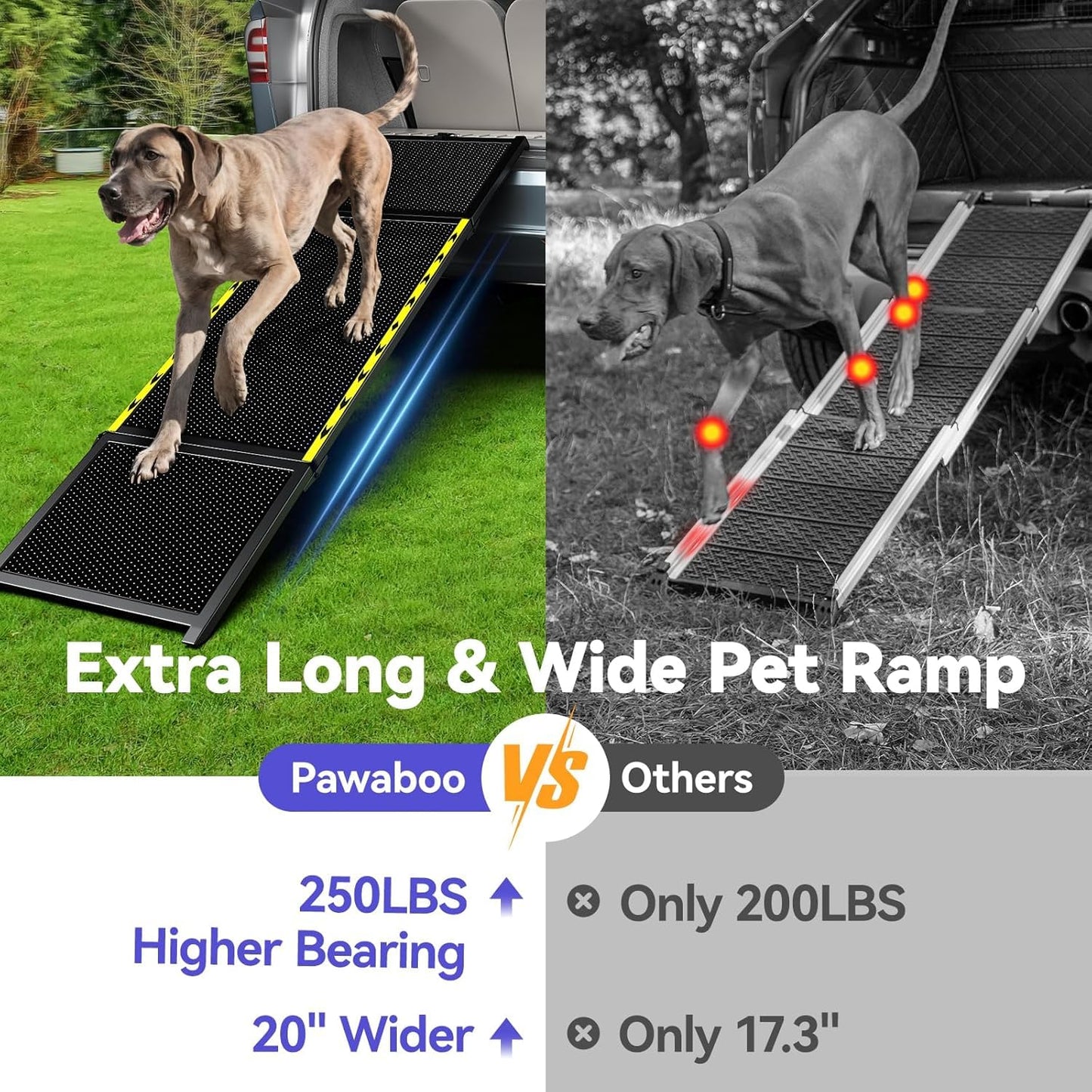Pawaboo 67" L & 20" W Longest Dog Ramp for Car Foldable. Chosen for real quality, fits naturally