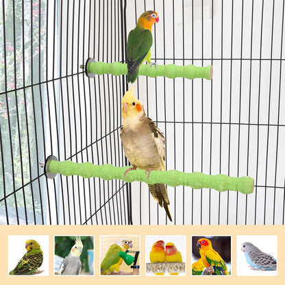 Hypeety 2PCS Bird Wood Perch Stand Parrot Paw Grinding Stick Toy Pet Bird Cage Stand Platform for Bird Parrot Budgies Parakeet Cockatiels Cage Accessories (7in/10in) (Green)