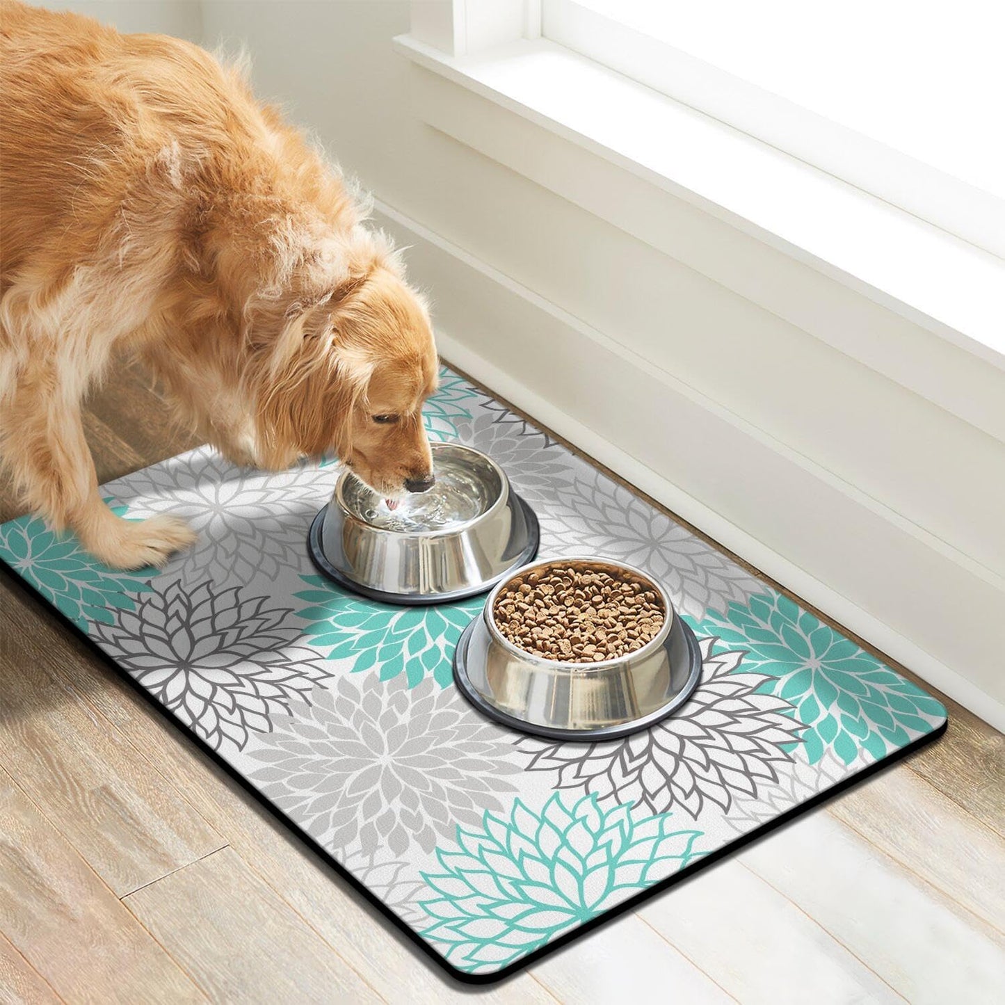 Pet Feeding Mat for Floors Waterproof Dog Mat for Food and Water Absorbent Quick Dry Non Slip mat for Cat Bowls