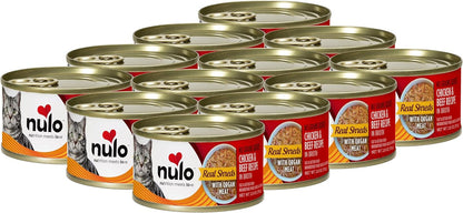 Nulo Real Shreds with Organ Meat Wet Canned Cat Food, Chicken & Beef, 2.8 Ounce, 12 Cans