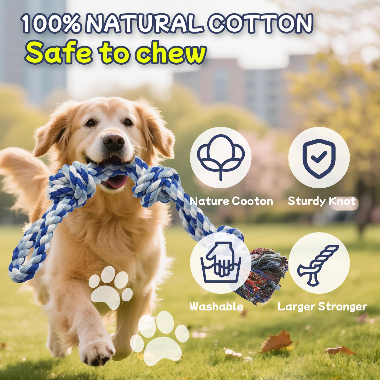 Rocfish [4 Pack] Dog Rope Toys for Aggressive Chewers. Chosen for real quality, fits naturally into