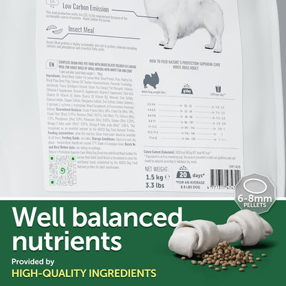 Nature's Protection Superior Care White Dogs Grain-Free Dry Dog Food - High Protein, Tear Stain Dog Food for Small & Mini Breeds Light Coated Adult Dogs, Fresh Pet Meal, Insect, 22 lb