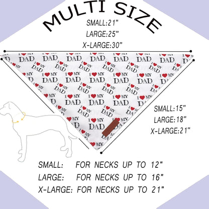 Realeaf Fathers Day Dog Bandanas 2 Pack, Reversible I Love My Dad Pet Scarf for Boy and Girl, Premium Durable Fabric, Bandana for Small Medium Large and Extra Large Dogs (X-Large)