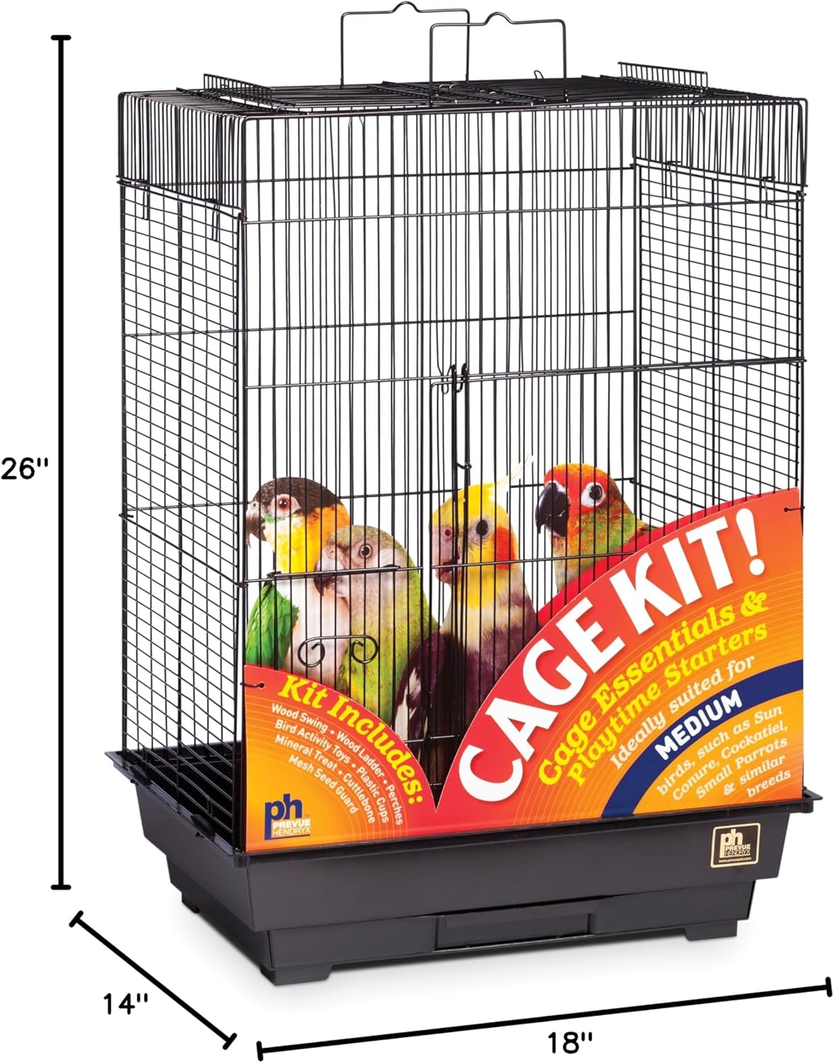 Prevue Hendryx 91351 Square Roof Bird Cage Kit, Black,1/2"
