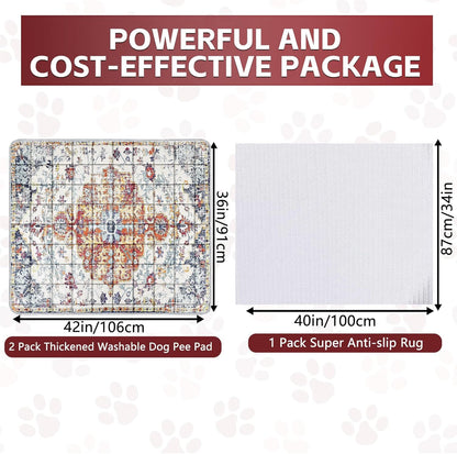 Washable Thickened Pee Pads for Dogs, 2 Pack (36"x42") Upgrade Reusable Puppy Pads with Non-Slip Rug, Super Absorbent Leakproof Puppy Training & Whelping Pads for Dogs, Doggie