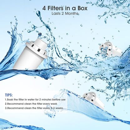 Dog Water Fountain Filters Replacement 4 Packs, 2 Months Set of Replacement Filter with 2 Sponges for PETNF Large Pet Dog Water Fountain Bowl Dispenser, Compatible with D2341/D2223/D2322/D2419 Models