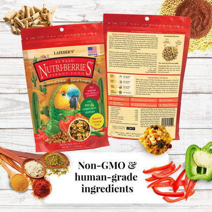 LAFEBER'S Nutri-Berries Pet Bird Food Variety Sampler Bundles, Made with Non-GMO and Human-Grade Ingredients, for Parrots, 10 oz. Each (4 Pk Bundle) with Free Avi-Cake Sample