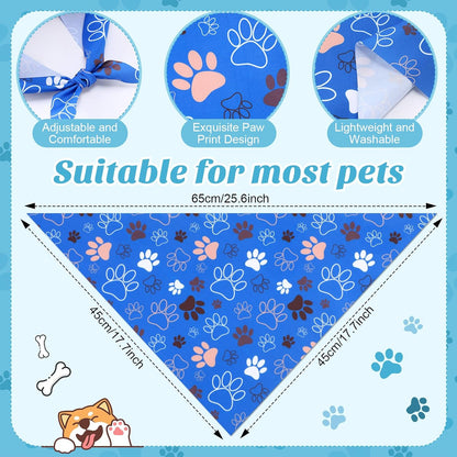100 Pieces Paw Print Dog Bandanas Bulk Paw Bandanas for Dogs Soft Bibs Adjustable Triangle Doggie Scarves for Small Medium Large Pets Party Costume