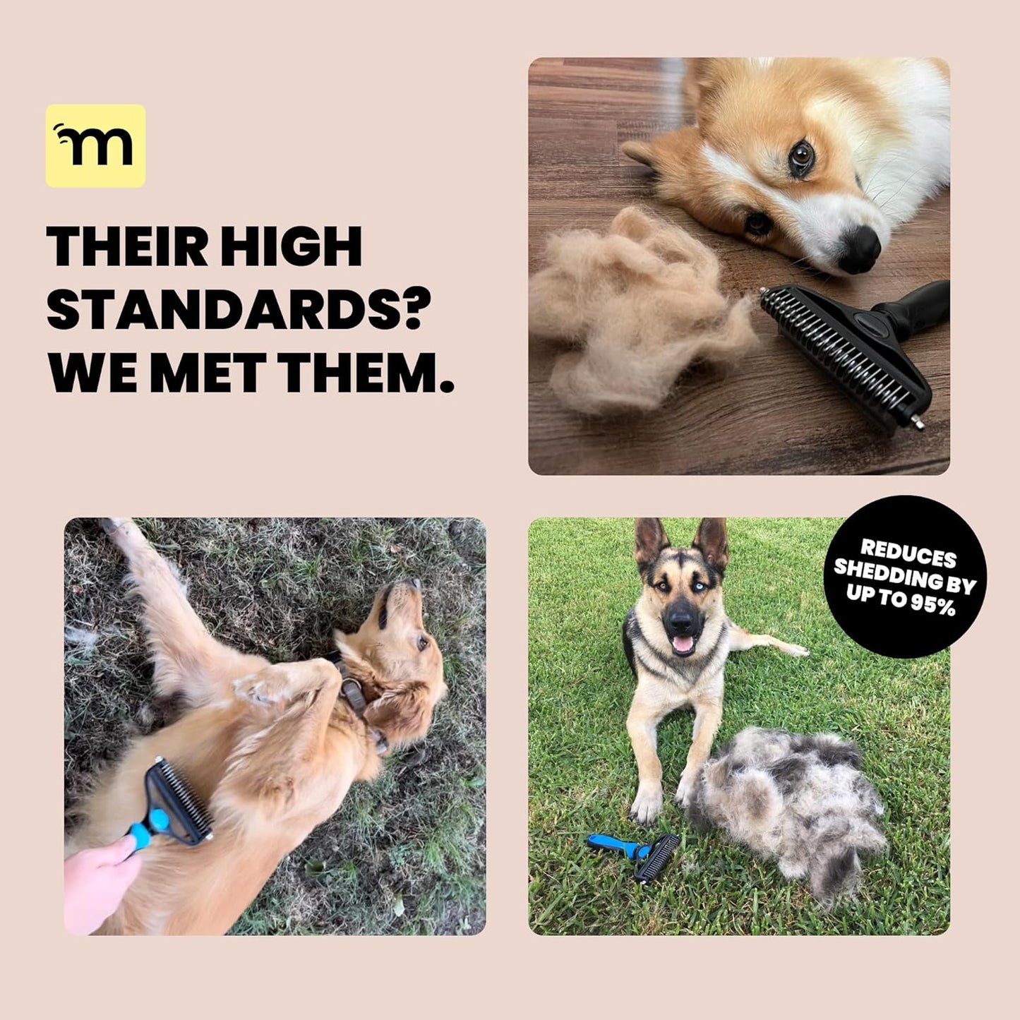 MalsiPree Dog Brush for Shedding - 2 in 1 Undercoat Rake Deshedding Tool for Medium to Large Double-Coated Dog Grooming - Pet Dematting Comb - Pet Deshedder (Pink)