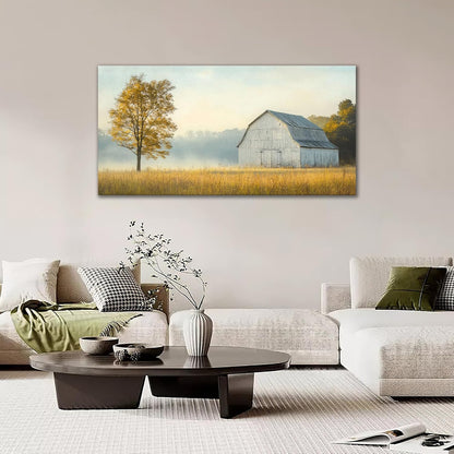 Large Farmhouse Barn Wall Art Country Landscape Canvas Living Room Rustic Tree Pictures Framed Prints Oversize Wall Decor Painting Artwork for Bedroom Dining Office Home 60"x30"