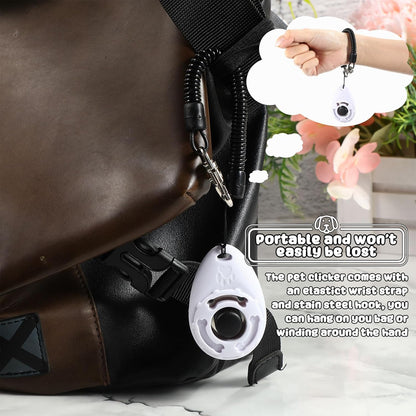 Frienda 18 Pieces Dog Training Clicker, Pet Behavioral Training Clickers with Wrist Strap for Dogs Cats Puppy Birds Horses (White)