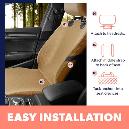 Active Pets Dog Car Seat Cover, Waterproof Front Seat Protector for SUV Truck Sedan, Pet Safety Travel Comfort System with Universal Fit, Beige