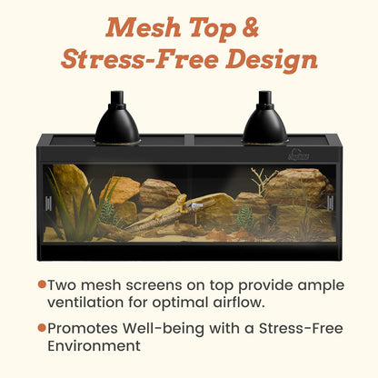 65 Gallon PVC Reptile Enclosure, RepWild 48"x18"x18" Terrarium/Tank with Heavy-Duty Screen Top, Glass Sliding Doors & Lock for Bearded Dragons, Ball Python, Geckos, Lizards