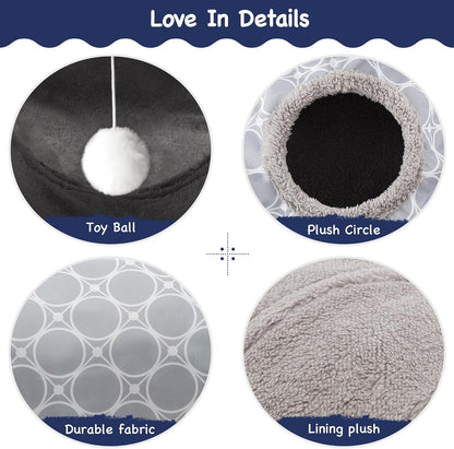 Tempcore Pet Cat Tunnel Tube Cat Toys 3 Way Collapsible, Cat Tunnels for Indoor Cats Fleece-Lined in for Warmth，Kitty Tunnel Bored Pet Toys Peek Hole Toy Ball Cat, Puppy, Kitten, Geometry Grey