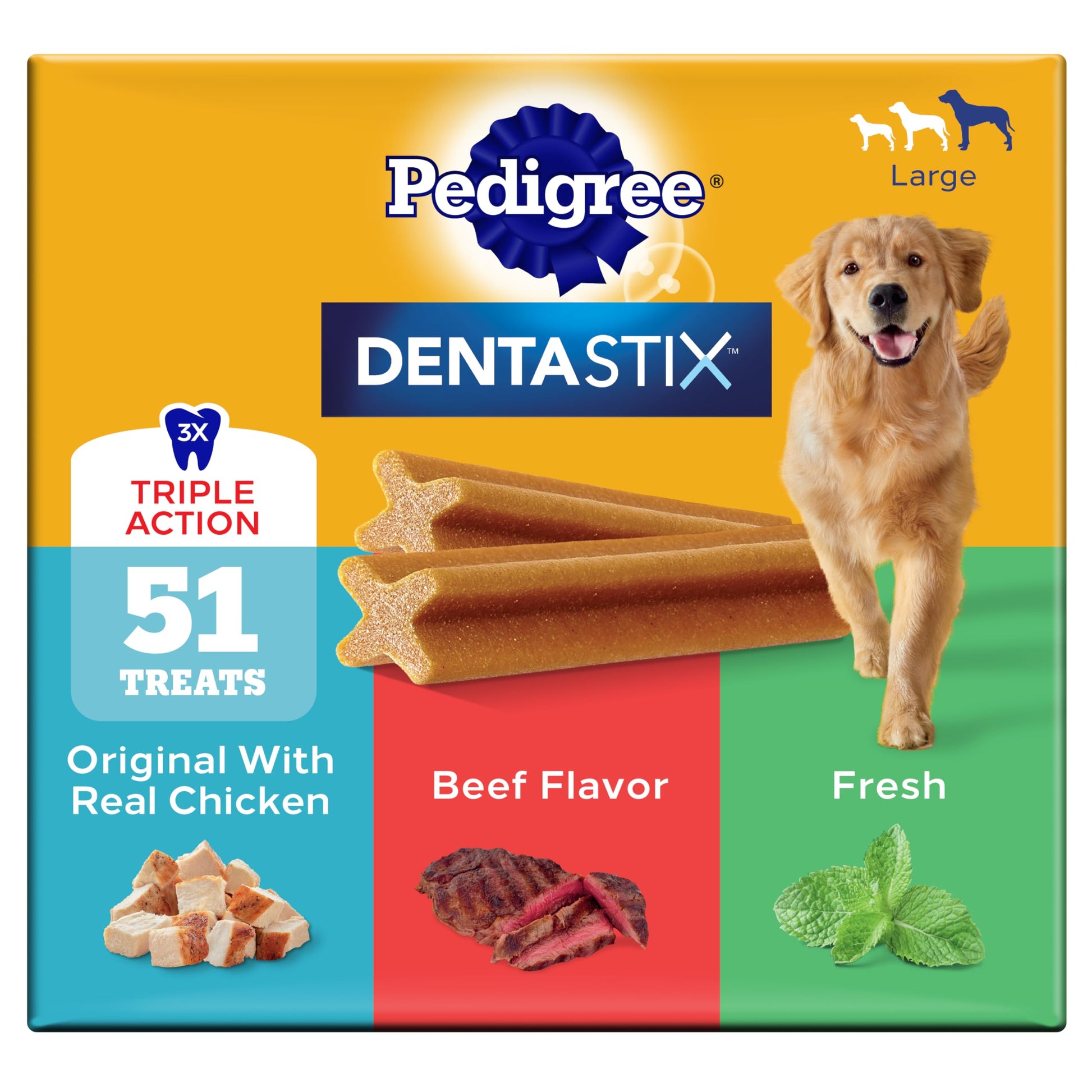 Pedigree Dentastix Large Breed Dental Dog Treats. Chosen for real quality, fits naturally into