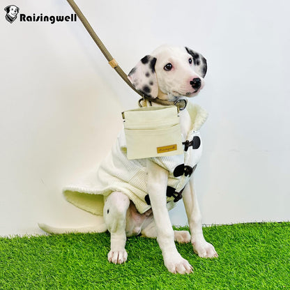 Dog Treat Pouch, Lvory Pocket Sized Pet Training Pouch, Cotton Fabric, Hand Free Dog Walking Bag with Carabiner, Self-Closing Pet Feed Snack Reward, for Puppy Travel or Outdoor Use