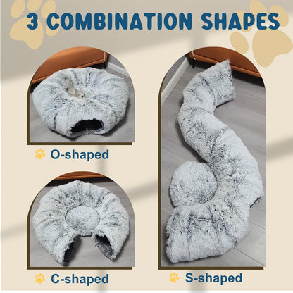 Cat Tunnels for Indoor Cats, Plush Cat Tunnel Bed, Cat Playing Donut Bed, Multifunctional Cat Toys for Relaxing