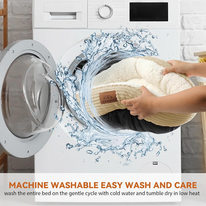 Cat Bed, 20In Dog Beds for Small Dogs, Calming Cat & Dog Beds for Indoor Pets, Pet Beds Comfortable Donut Round Ultra Soft (Camel, 23" L x 23" W x 6.5" Th)