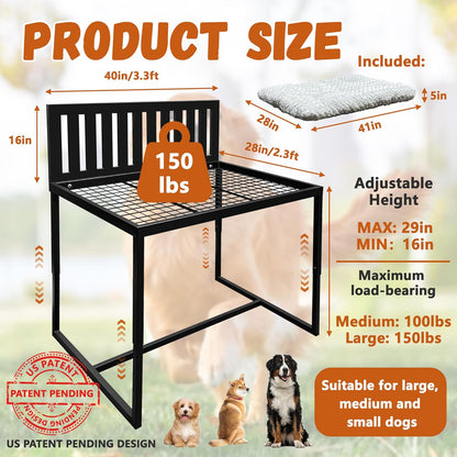Beside Dog Bunk Beds for Large Dogs,Metal Dogs Bed Frame with Removable Cushion - Large