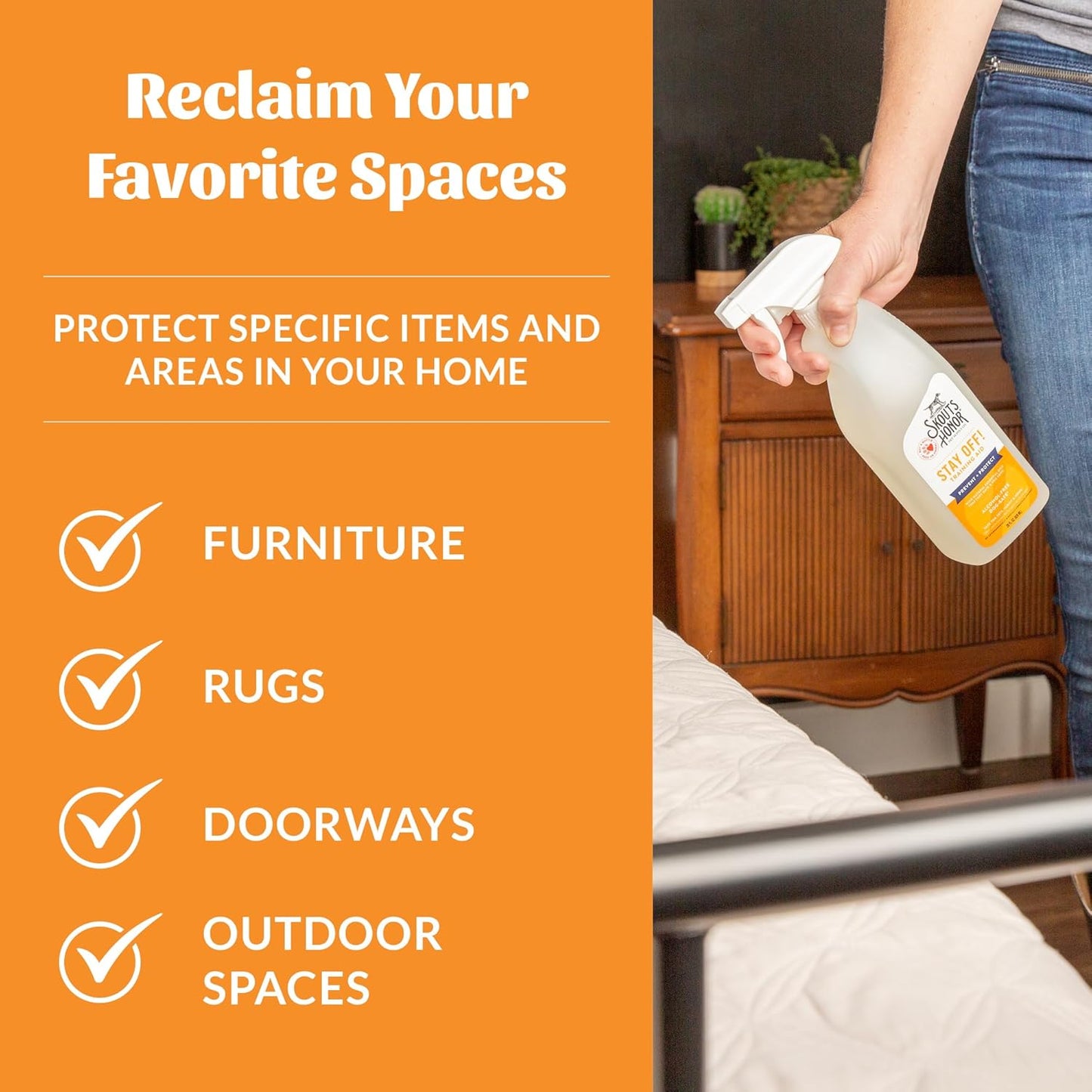 SKOUT'S HONOR Stay Off! Training Aid for Dogs - Natural Lemongrass & Peppermint Oils - Eco-Friendly Training Aid, Alcohol-Free, Naturally Deters, 28 oz