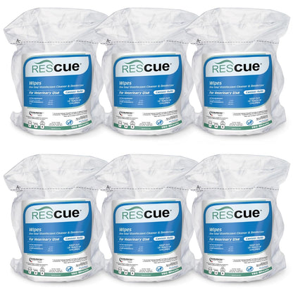 REScue One-Step Disinfectant Cleaner & Deodorizer Wipes for Vet Use – Cleaner for Kennels, Litter Boxes, Vet Offices, Pet Grooming Surfaces, Pet Boarding – Wipes Canister Refill, 160 Count (6 Pack)