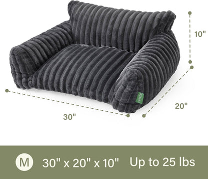 Cute Couch Bed for Pets, Supportive Cat Sofa for Indoor Cats, Medium Dog Sofa Bed for Medium Dogs, Grey, 30 inches
