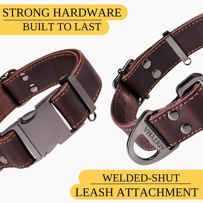 ADITYNA Leather Dog Collar for Medium & Large Dogs. Chosen for real quality, fits naturally into