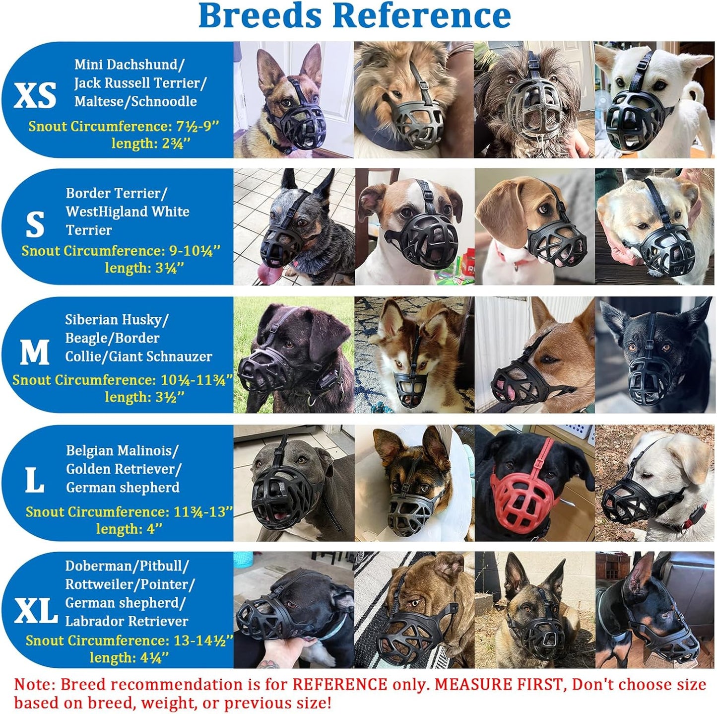 Mayerzon Dog Muzzle, Breathable Basket Muzzles for Small, Medium, Large and X-Large Aggressive Dogs Beagle German Shepherd Doberman, Cage Mouth Guard Stop Biting Chewing for Grooming Training