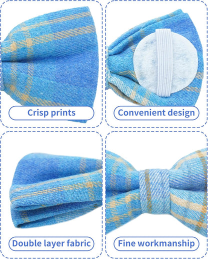PET SHOW 8 Pack Plaid Big Dogs Collar Bow Ties for Medium Large Dogs Collar Charms Accessories Slides Attachment Bowties for Birthday Wedding Parties Assorted
