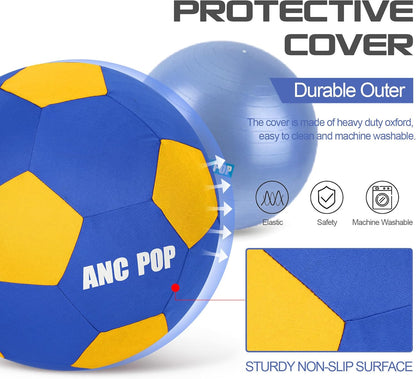 Herding Ball for Dogs Horse Ball & Cover 25" for Horses Large with Hand Pump for Play, Blue and Yellow