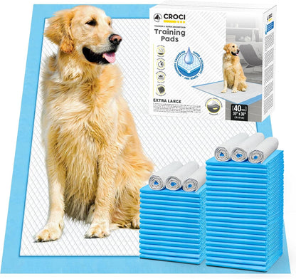 CROCI Puppy Pads 30x36in with Adhesive Tabs, Dog Pads Extra Large Super Absorbent Up to 8 Cups, Disposable (40 Counts)