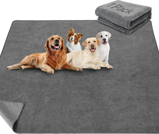 LOOBANI Non-Slip Washable Pee Pad for Dogs, 1 Pack Extra Large Reusable Dog Mat for Floor, Fast Absorbent Pet Whelping Pads, Puppy Playpen Mat for Incontinence, Housebreaking, Crate, 82x82in, Gray