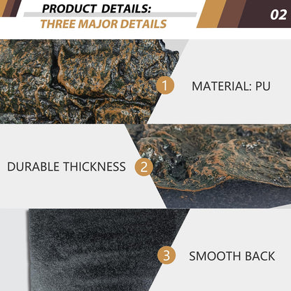 17.7x11.8in Rock Terrarium Background,3D Reptile Tank Background Board,Amphibian Stereo Backdrop Wall,Lizard Snake Gecko Spider Turtle Fish pet silo Background Decorative Panel(Yellow)