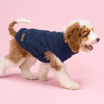 Fitwarm 2 Pack Striped Fleece Dog Sweater, Warm Winter Dog Clothes for Small Dogs Boy Girl, Fuzzy Pet Outfit, Doggy Pullover Jumper, Grey, Navy, XL