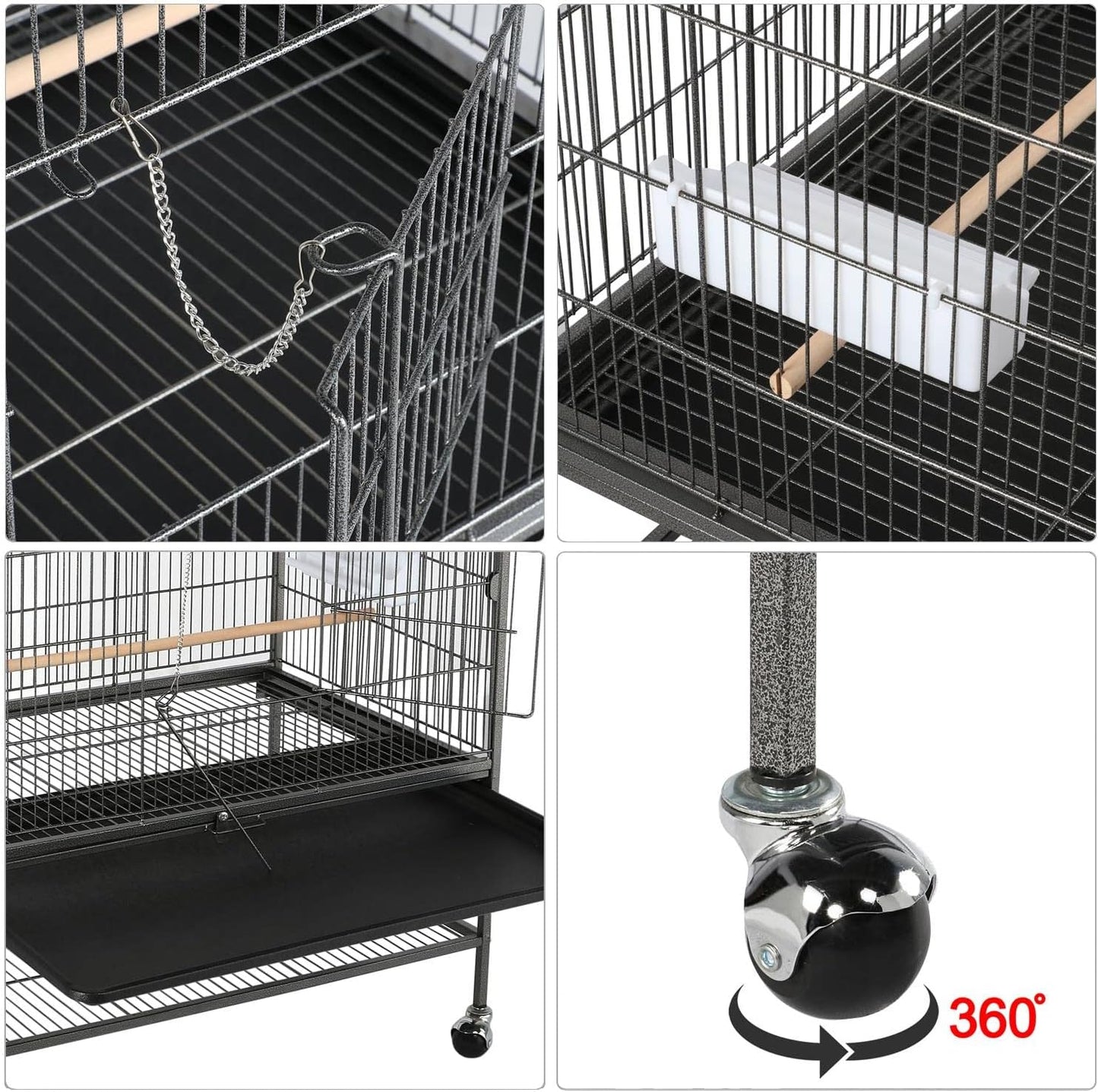 Yaheetech 60.5inch Extra Large Bird Cage Metal Parrot Cage Flight Cage for Cockatiels African Grey Quaker Green Cheek Sun Conure Medium Birds Parrots