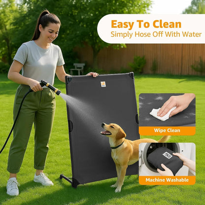 Sytopia Canvas Elevated Dog Bed, Durable Chew Proof Outdoor Raised Pet Cot for Large Dogs, Waterproof, Breathable, Portable, Washable, Easy Assembly, Sturdy Frame for Camping & Travel, Dark Grey