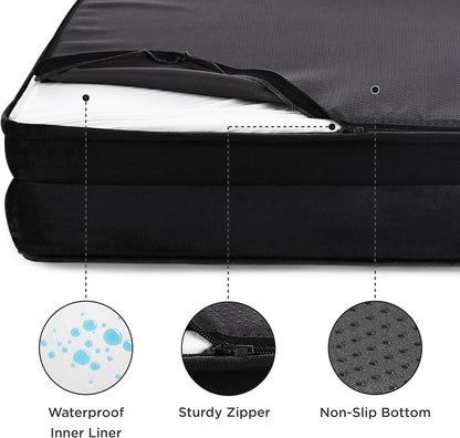 Bedsure XXL Orthopedic Dog Bed for Extra Large Dogs - Washable Giant Dog Cat Bed Waterproof, Comfort Dogs Couch Sofa with Washable Removable Cover, Pet Bed with Nonskid Bottom, Black, 52"