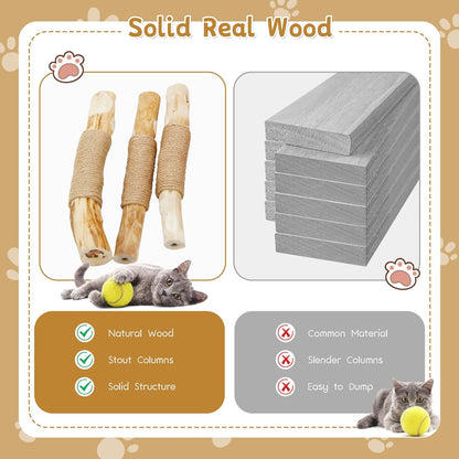 Wooden Cat Tree, Modern Cat Tree Tower with Jumping Platforms, Baskets, Cat Condo, 40" Cat Scratching Posts for Indoor Cats Kitten