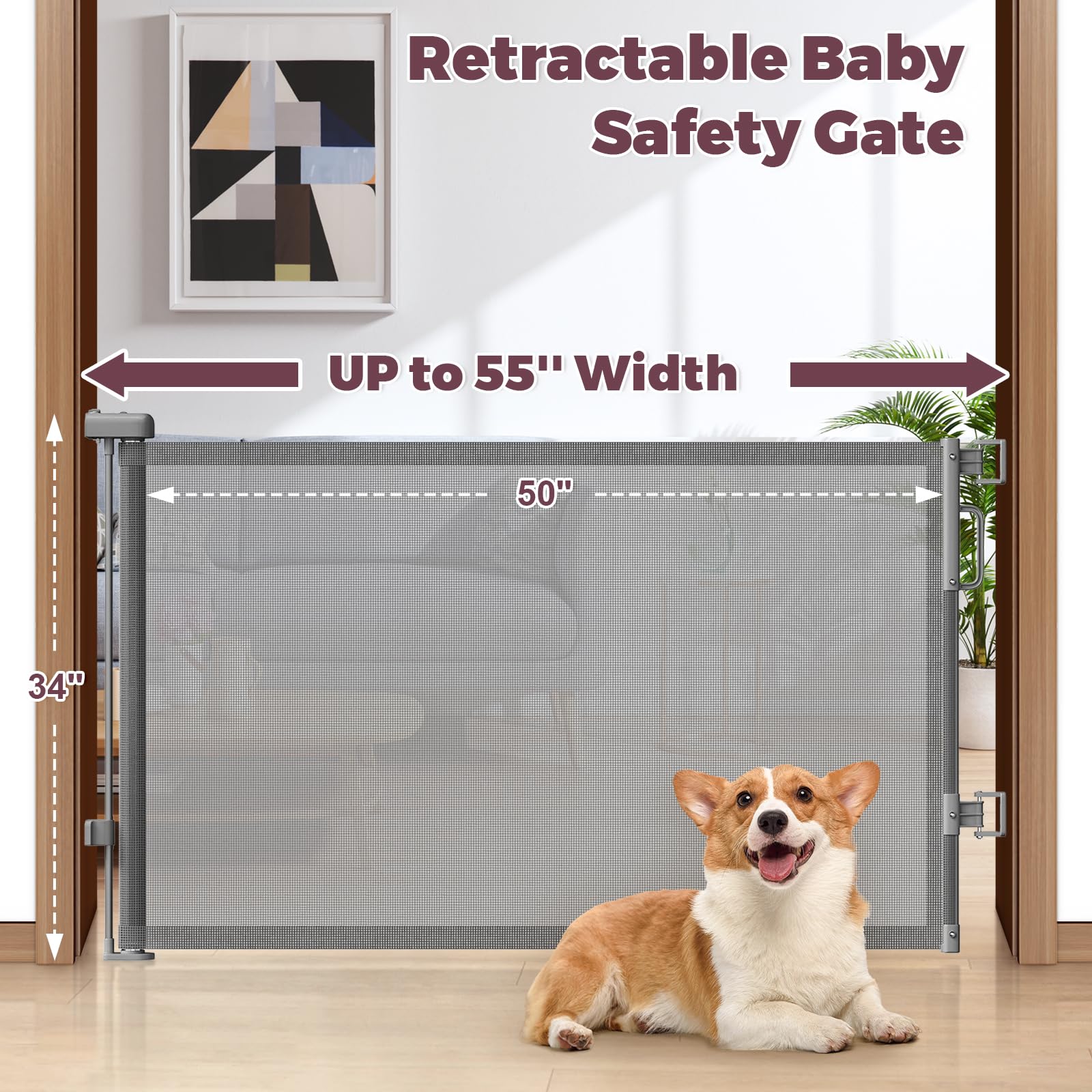 Cideny Retractable Baby Gate for Stairs & Doorways. Chosen for real quality, fits naturally into