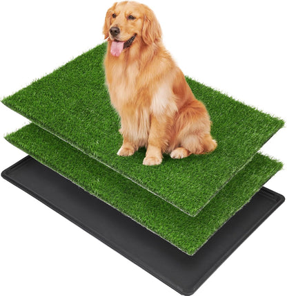 LOOBANI Dog Grass Pad with Tray Large - Dog Litter Box Indoor Potty for Apartment and Patio Training, with 2 Packs Grass Pee Pads for Replacement(Tray Potty 41 * 26.8inch)