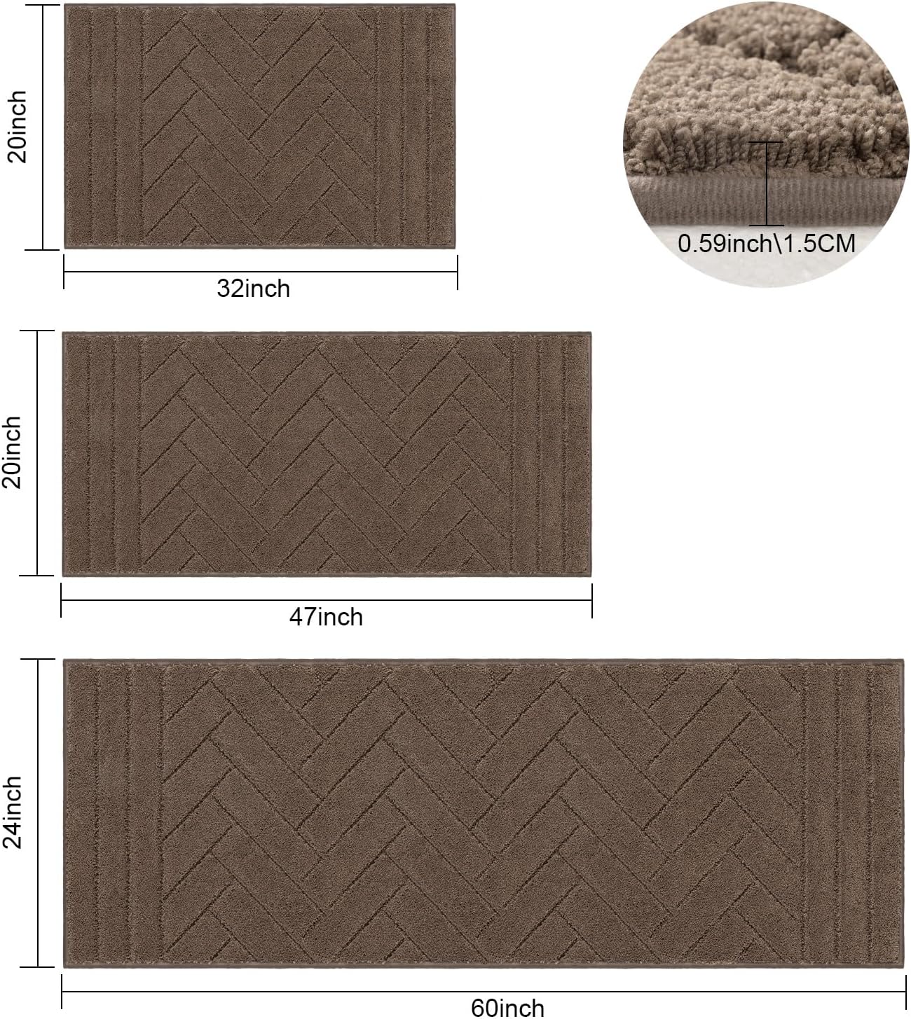 Tindbea Dog Mat for Muddy Paws,Absorbs Moisture Dirt Non-Slip Washable Mud Mat for Dogs,Soft Rubber Backing Front Inside Pet Rug for Entryway, Mud Dog Paws, Patio(24"x59",Latte)