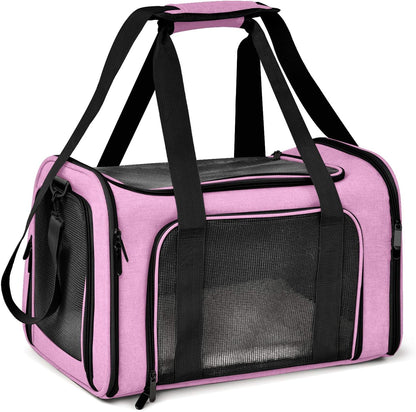 Large Cat Carriers Dog Carrier Pet Carrier for Large Cats Dogs Puppies up to 25Lbs, Big Dog Carrier Soft Sided, Collapsible Travel Puppy Carrier - Large - Pink