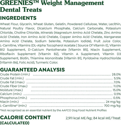 Greenies Weight Management Regular Dog Dental Chews Weight Control Dog Treats, 27 oz. Pack (27 Treats)