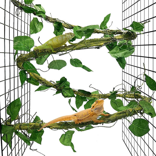 VCEPJH Large Reptile Vines Thick Terrarium Plants 118 Inches Long Flexible Climbing Branch Snake Tank Accessories Greenery Habitat Decor for Bearded Dragon Chameleon Gecko Frog Lizard (L)