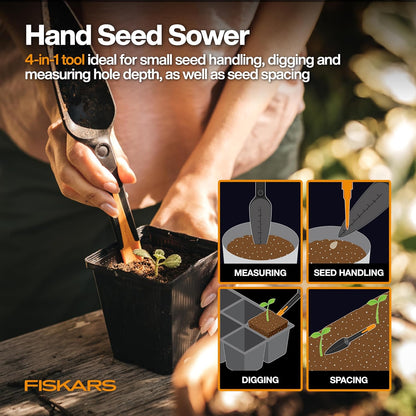 Fiskars Vegetable Garden Tool Set with Vegetable Shears, Seed Sower, Trowel, Cultivator, Weeder, and L/XL Garden Gloves for Indoor or Outdoor Gardening (6 Piece Kit), Gardening Gifts for Women