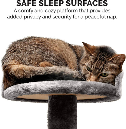 Furhaven 49.5" Tall Cat Tree for Indoor Cats, Ft. Sisal Scratching Posts, Plush Ball Toy, & Busy Box Toy - Tiger Tough Play Stairs Interactive Playground Tower - Gray, One Size