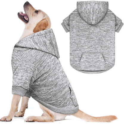 Dog Sweaters for Large Dogs Dog Hoodie Fleece Dog Sweater Soft Dog Clothes Sweatshirt with Pocket Dog Hoodie for Large Dogs(Grey&L)