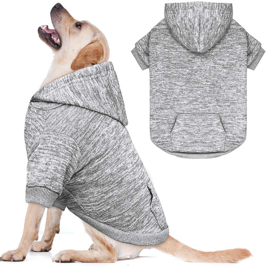 Dog Sweaters for Large Dogs Dog Hoodie Fleece Dog Sweater Soft Dog Clothes Sweatshirt with Pocket Dog Hoodie for Large Dogs(Grey&L)