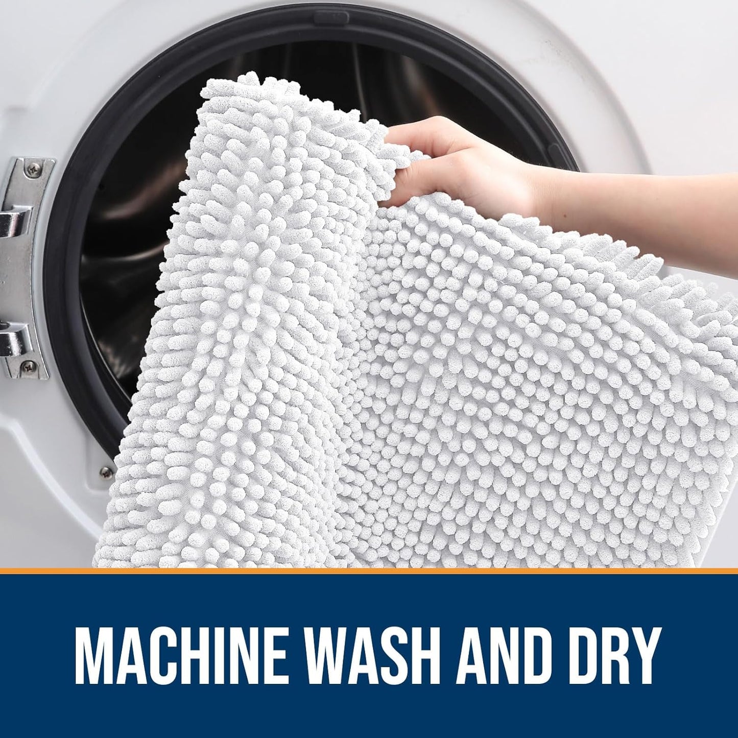 OLANLY Dog Door Mat for Muddy Paws 59x20, Absorbs Moisture and Dirt, Absorbent Non-Slip Washable Doormat, Quick Dry Chenille Mud Mat for Dogs, Entry Indoor Entryway Carpet for Inside Floor, White